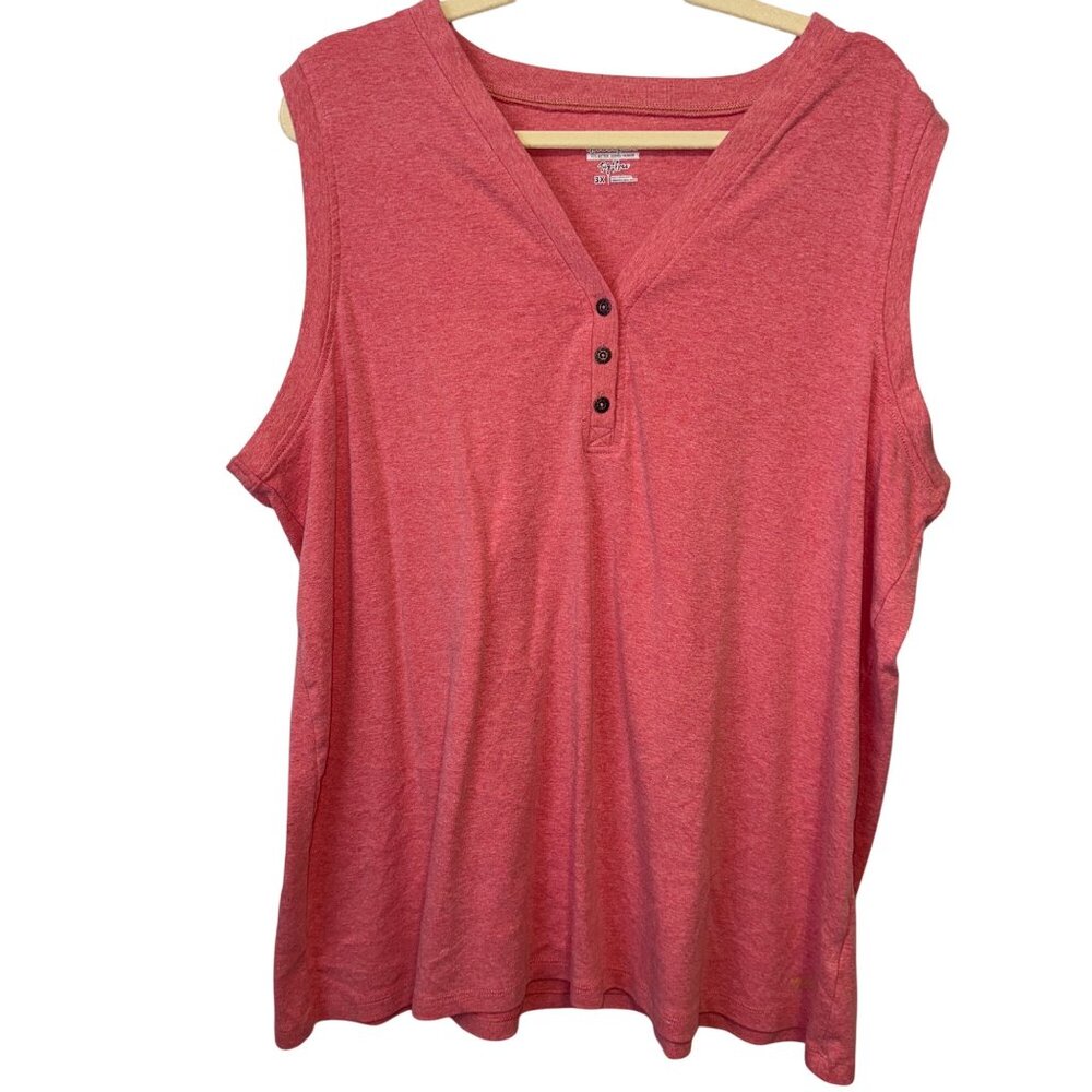 Noble Outfitters Womens Sleeveless Henley Top 3X
